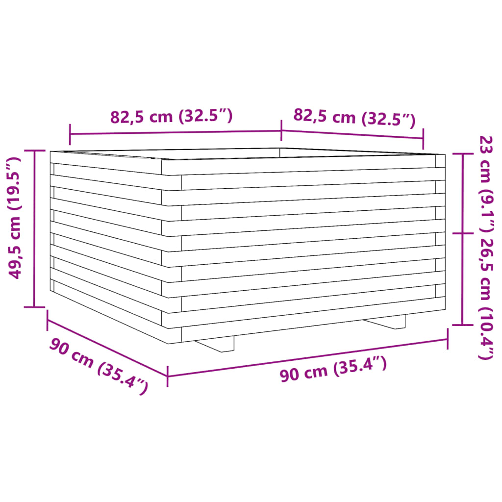 vidaXL Vrtno cvetlično korito 90x90x49,5 cm impregnirana borovina