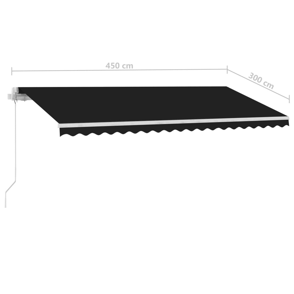 vidaXL Ročno zložljiva tenda z LED lučmi 450x300 cm antracitna