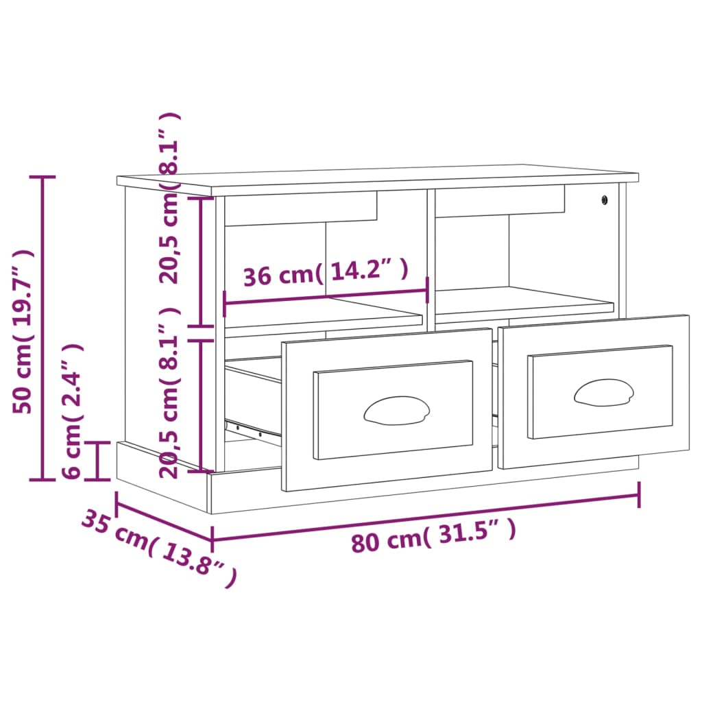 vidaXL TV omarica siva sonoma 80x35x50 cm inženirski les