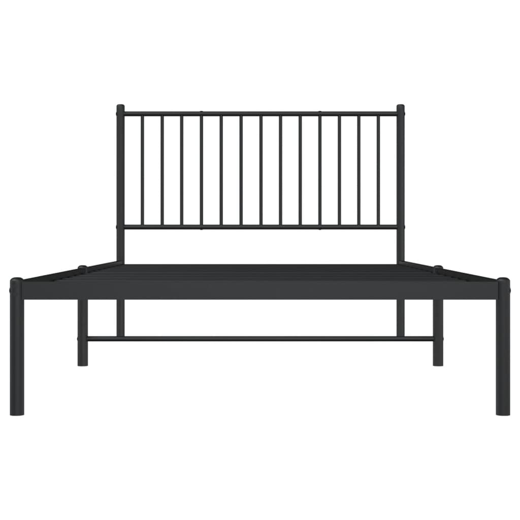 vidaXL Kovinski posteljni okvir z vzglavjem črn 107x203 cm