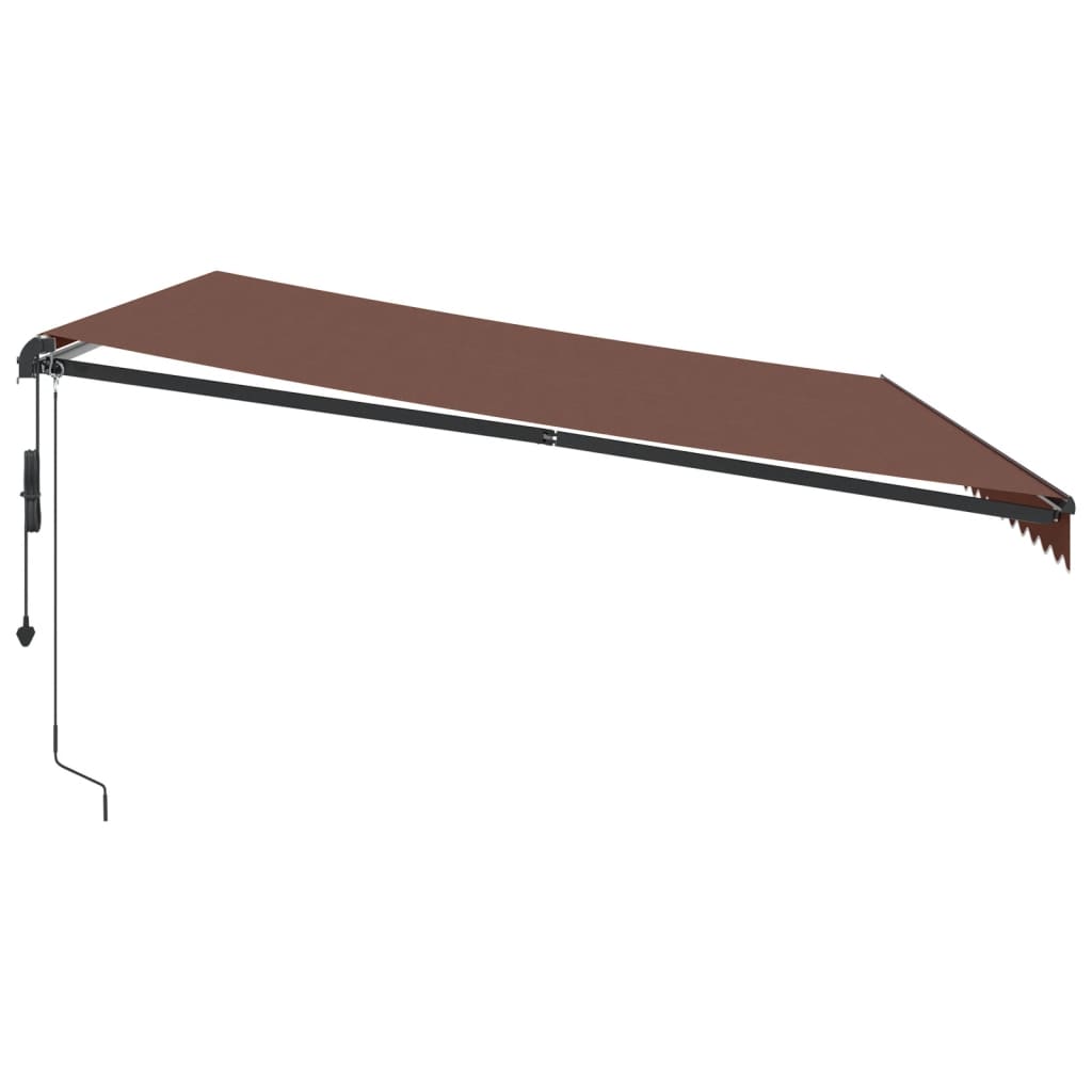 vidaXL Avtomatsko zložljiva tenda z LED rjava 500x300 cm