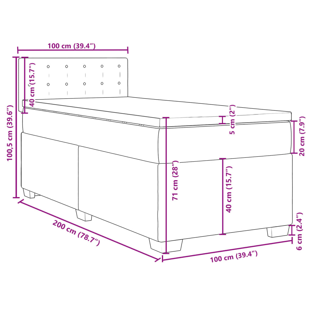 vidaXL Box spring postelja z vzmetnico kapučino 100x200cm umetno usnje