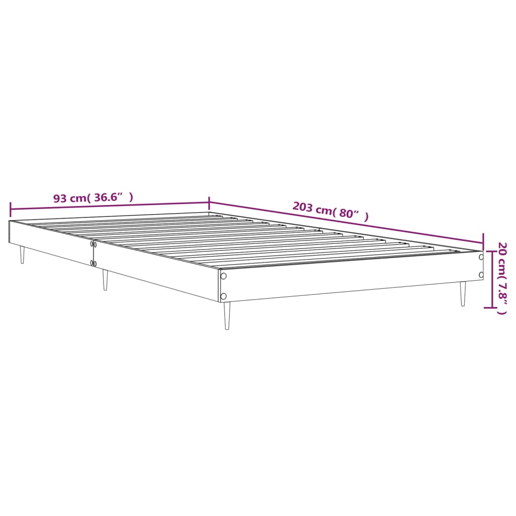 vidaXL Posteljni okvir črn 90x200 cm inženirski les