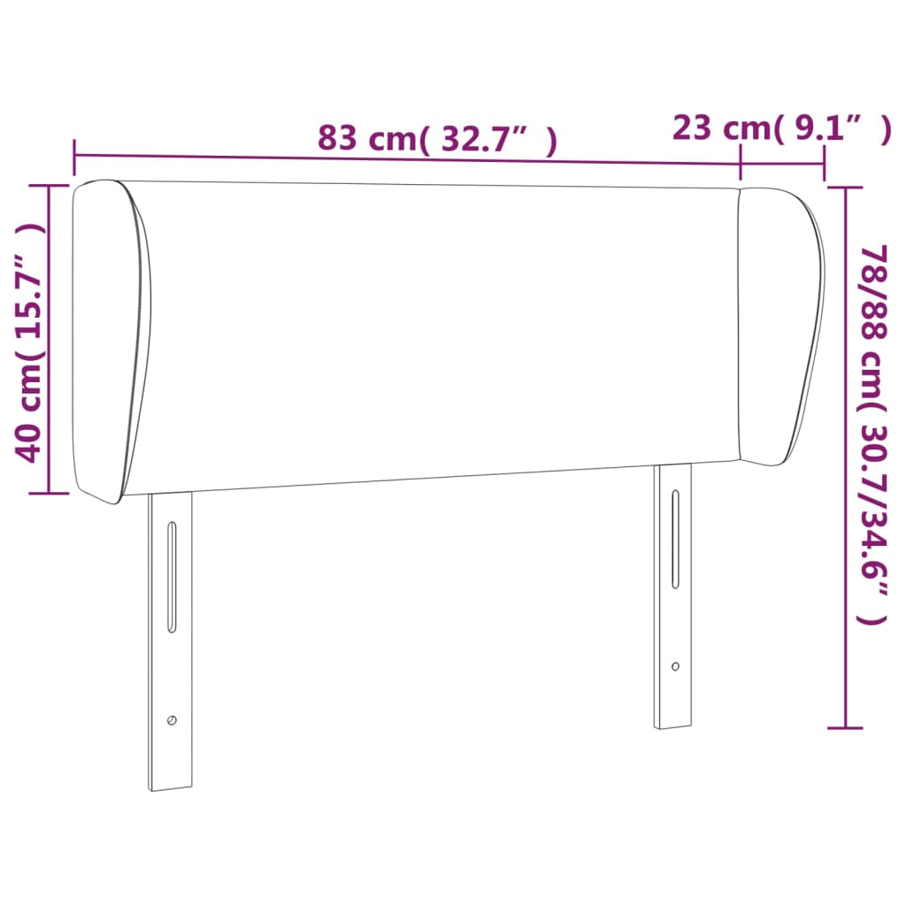 vidaXL Vzglavje z ušesi krem 83x23x78/88 cm blago