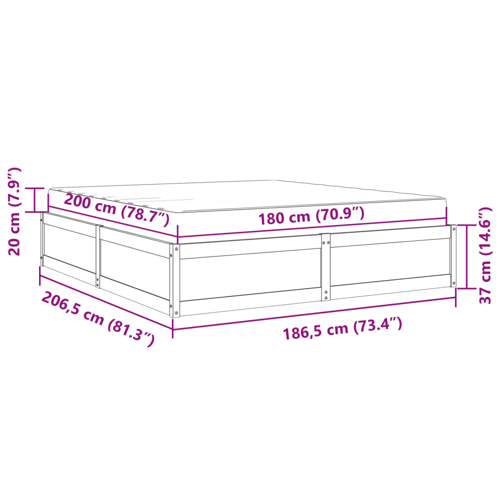 vidaXL Postelja z vzmetnico bela 180x200 cm trdna borovina