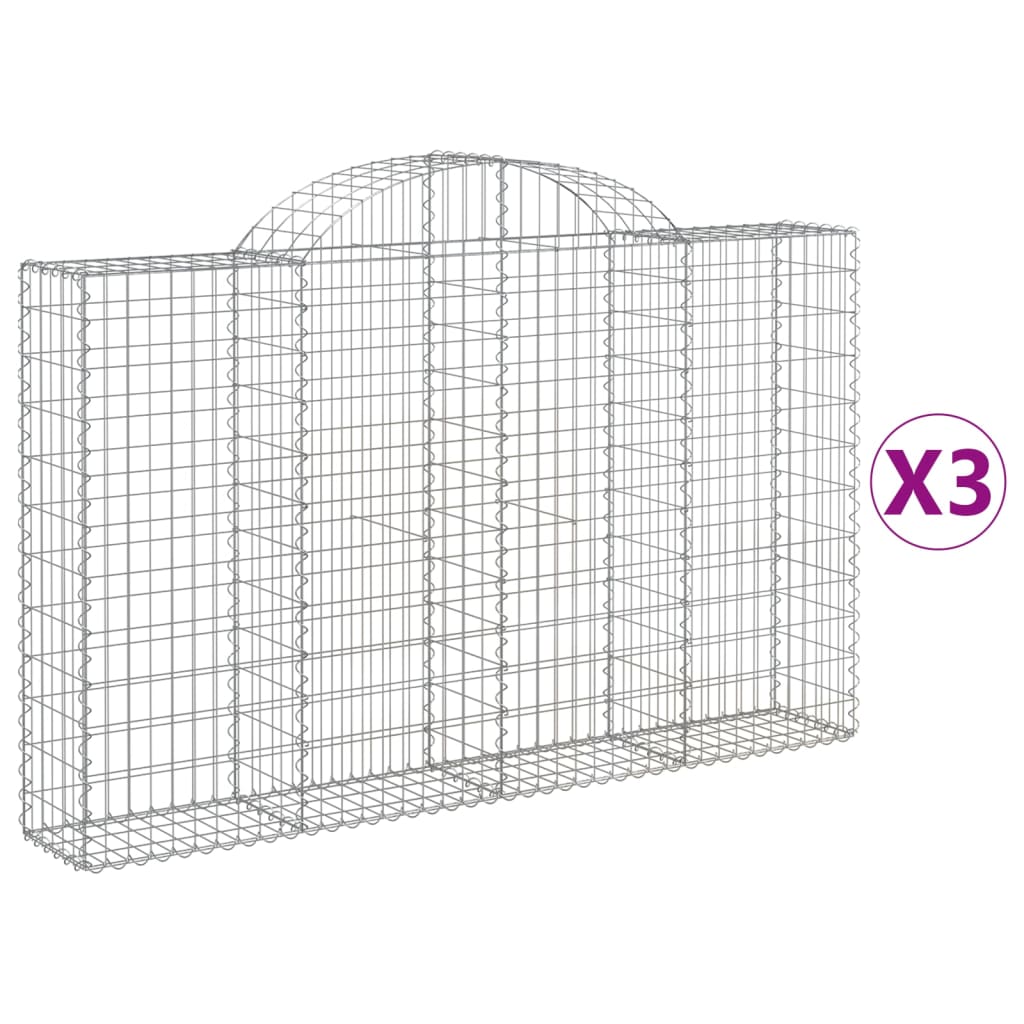 vidaXL Obokane gabion košare 3 kosi 200x30x120/140 cm pocinkano železo