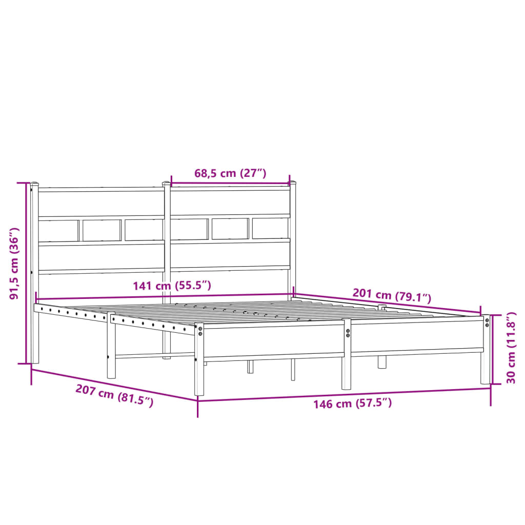 vidaXL Posteljni okvir brez vzmetnice hrast 140x200 cm inženirski les