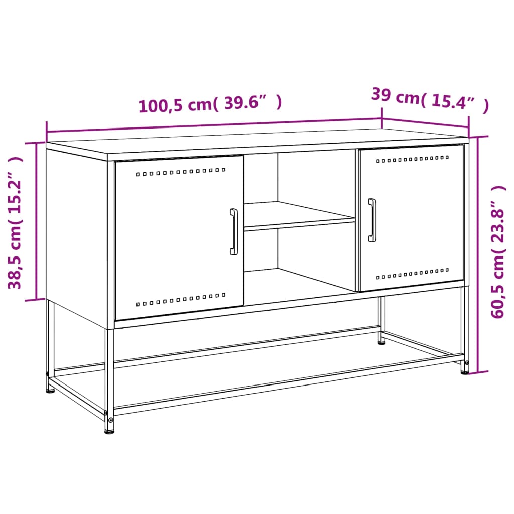 vidaXL TV omarica roza 100,5x39x60,5 cm jeklo