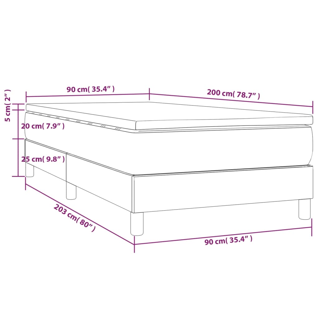 vidaXL Box spring postelja z vzmetnico krem 90x200 cm blago