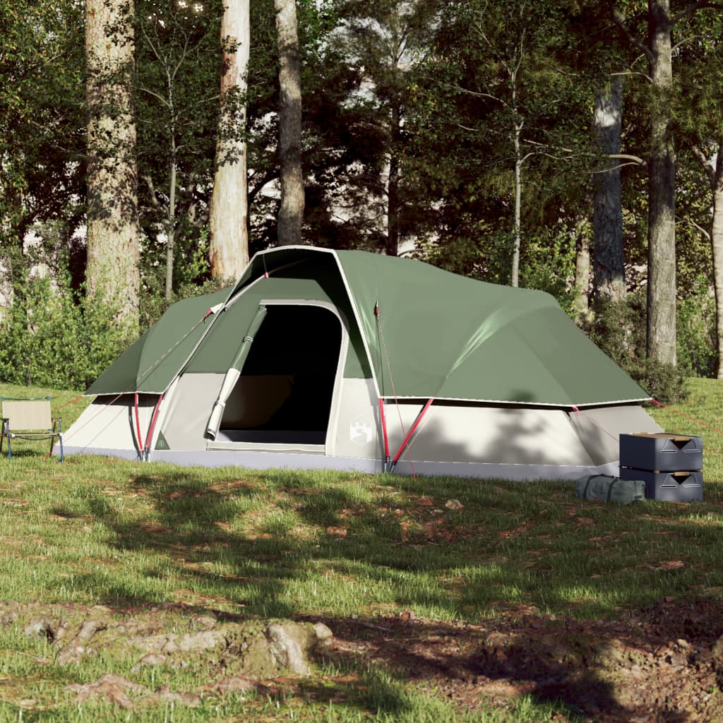 vidaXL Družinski šotor za 9 oseb zelen vodoodporen