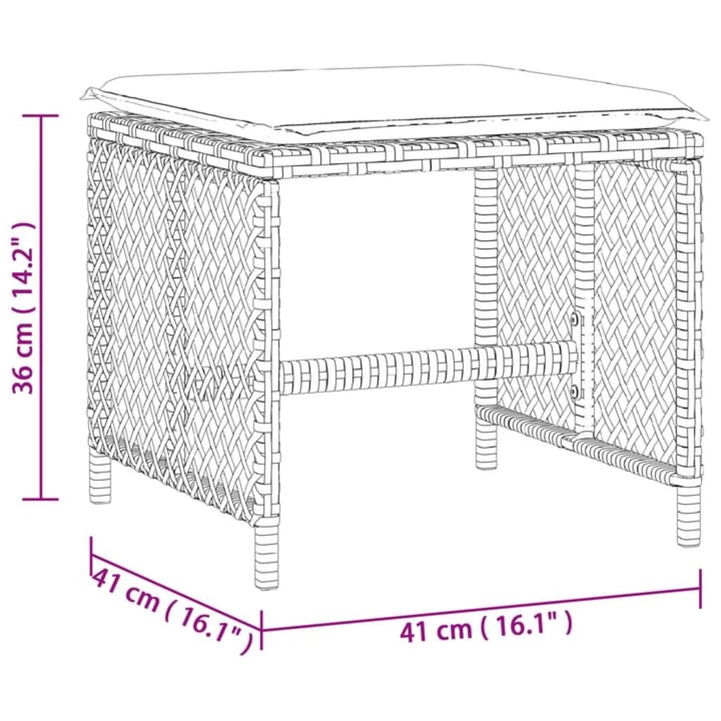 vidaXL Vrtni stolčki z blazinami 4 kosi bež 41x41x36 cm poli ratan