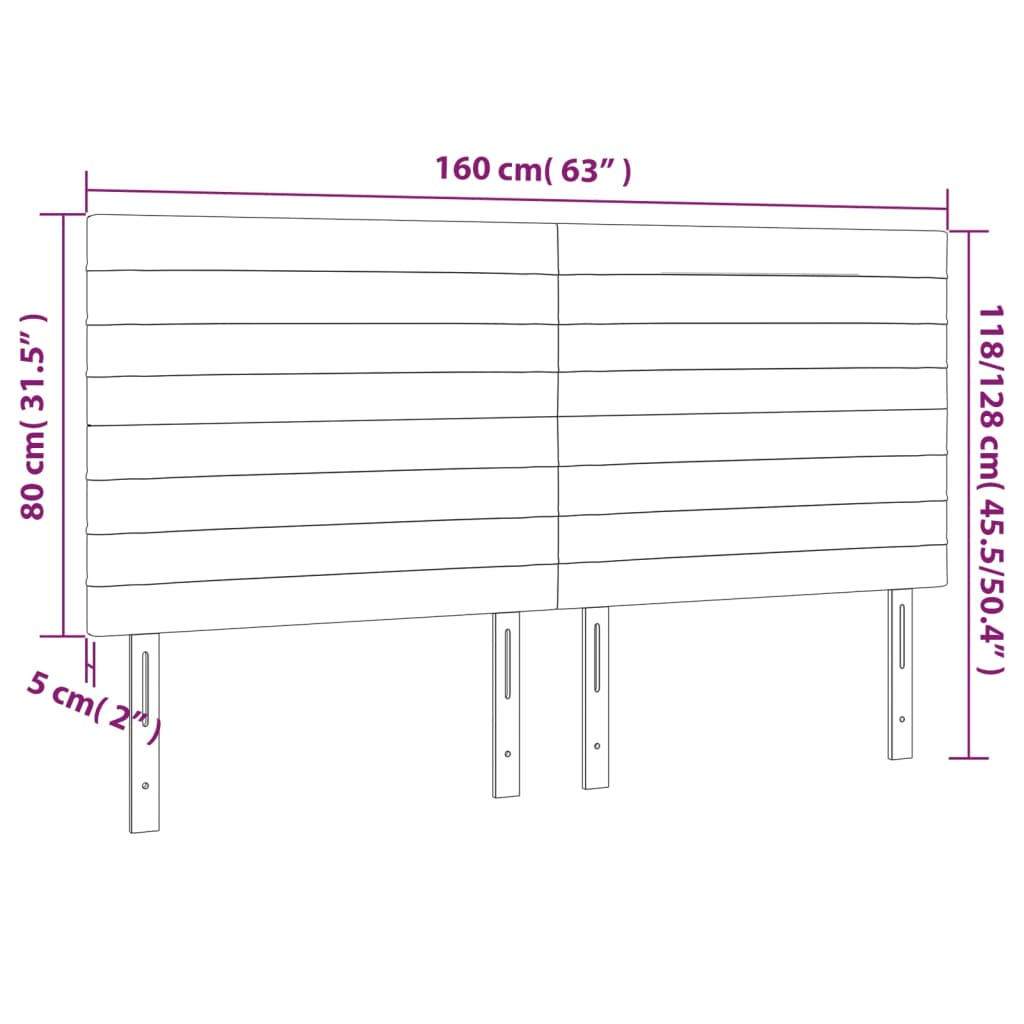 vidaXL LED posteljno vzglavje temno sivo 160x5x118/128 cm blago