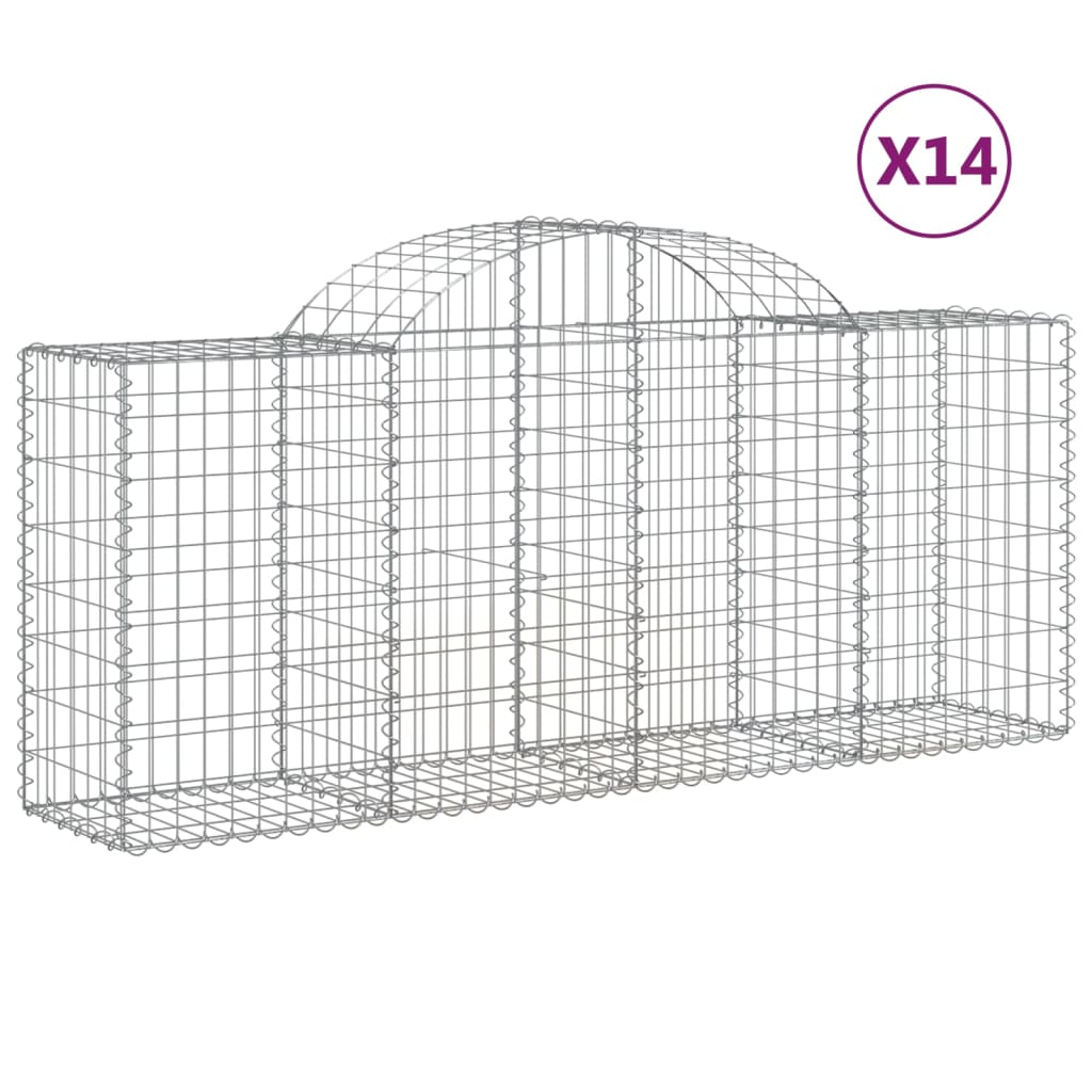 vidaXL Obokane gabion košare 14 kosov 200x50x80/100 cm cinkano železo