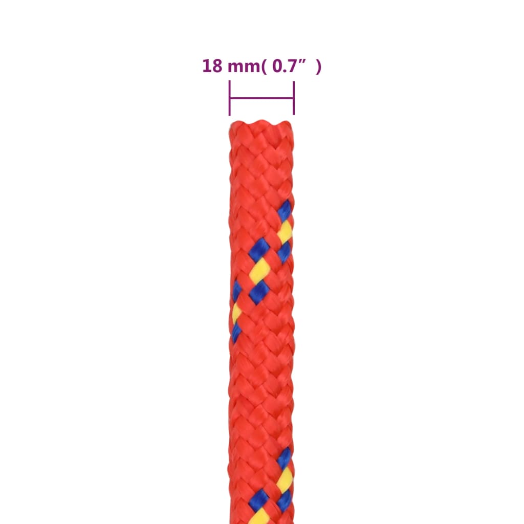 vidaXL Vrv za čoln rdeče 18 mm 25 m polipropilen