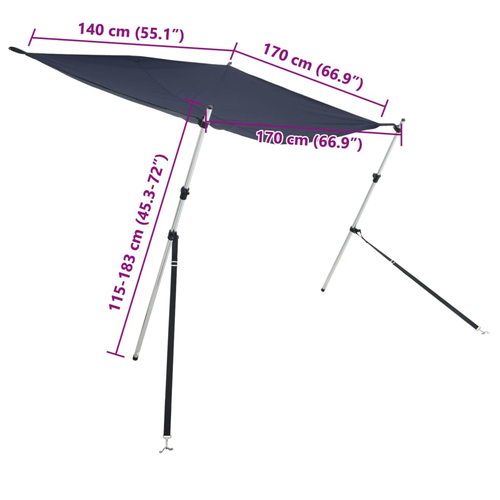 vidaXL Razširljivo senčilo za T-Top modro 170x170x(115-183) cm