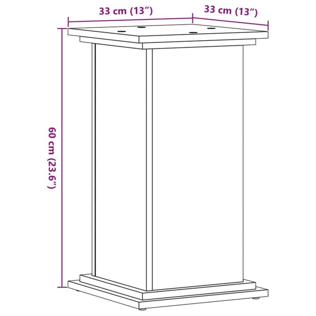 vidaXL Stojalo za rastline dimljeni hrast 33x33x60 cm inženirski les