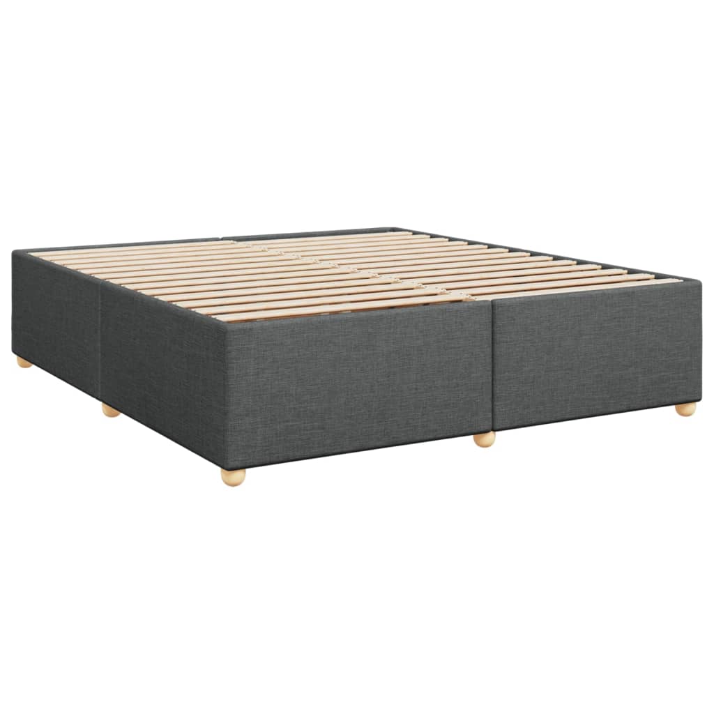 vidaXL Box spring postelja z vzmetnico temno siva 200x200 cm blago