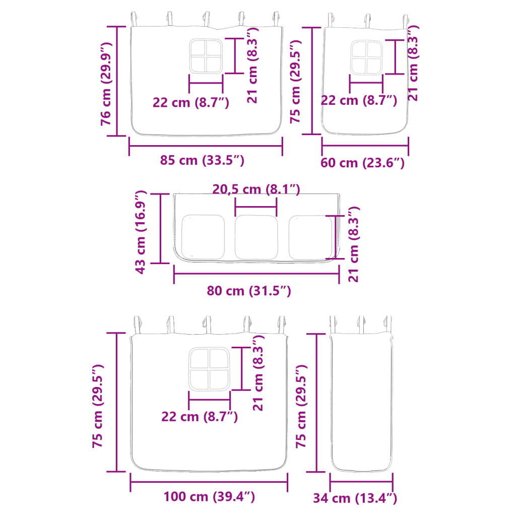 vidaXL Pograd z zavesami bel in črn 90x200 cm trdna borovina