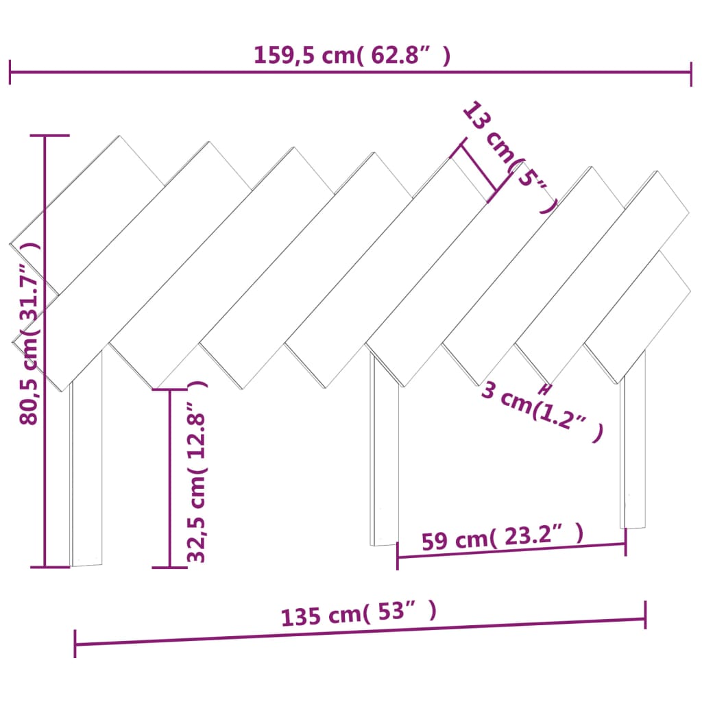 vidaXL Posteljno vzglavje belo 159,5x3x80,5 cm trdna borovina