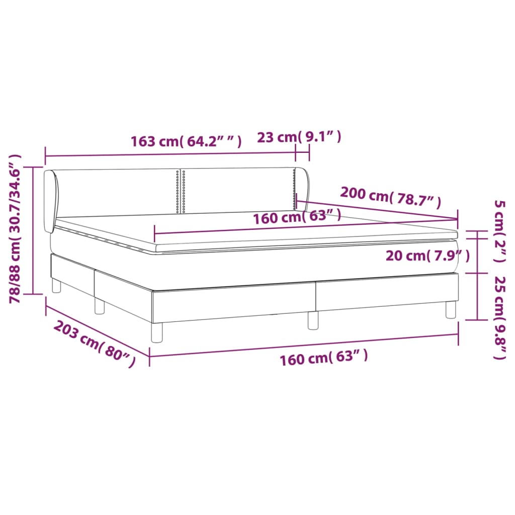 vidaXL Box spring postelja z vzmetnico krem 160x200 cm blago