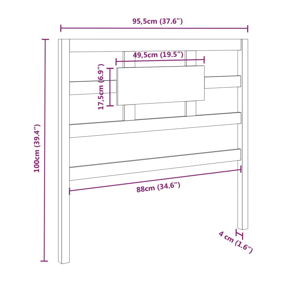 vidaXL Posteljno vzglavje belo 95,5x4x100 cm trdna borovina