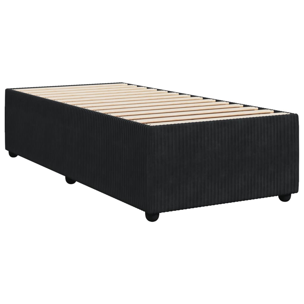 vidaXL Box spring postelja z vzmetnico črn 90x190 cm žamet