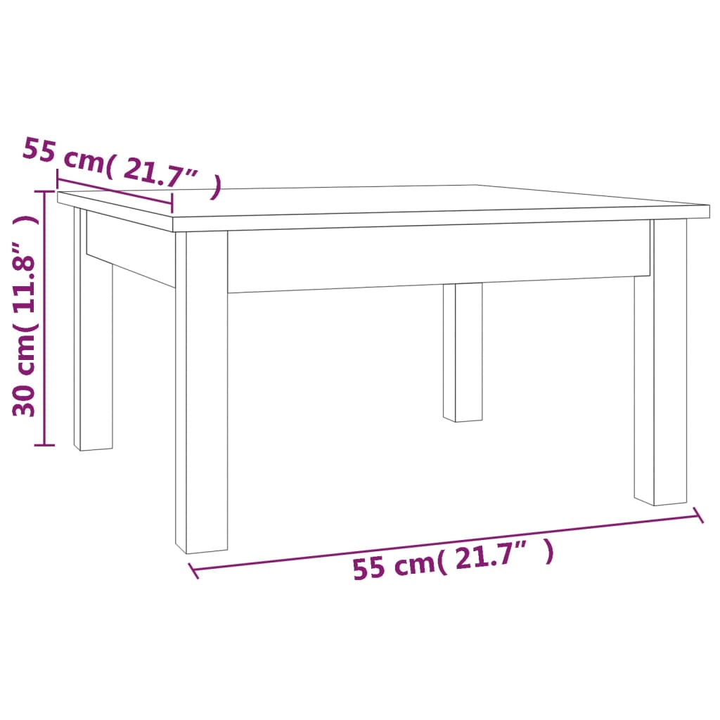 vidaXL Klubska mizica siva 55x55x30 cm trdna borovina