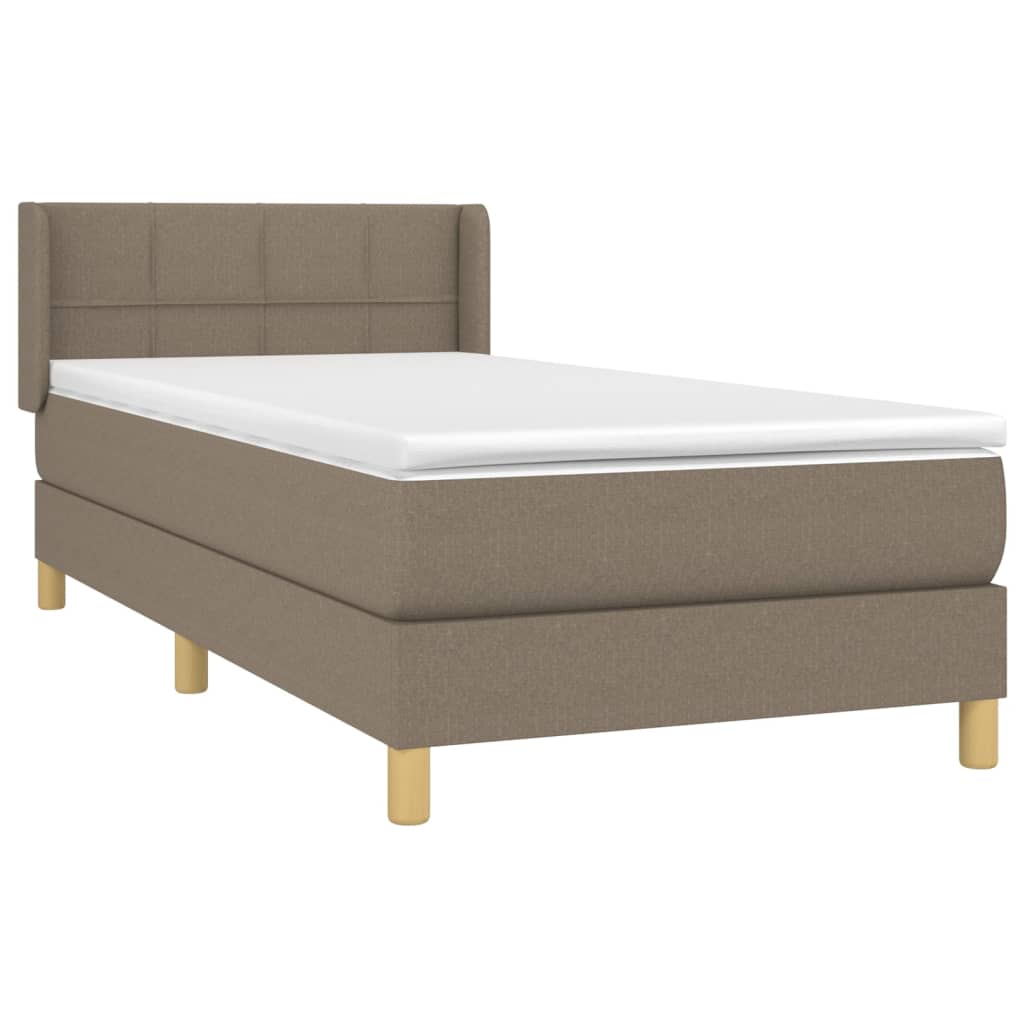 vidaXL Box spring postelja z vzmetnico taupe 90x190 cm blago