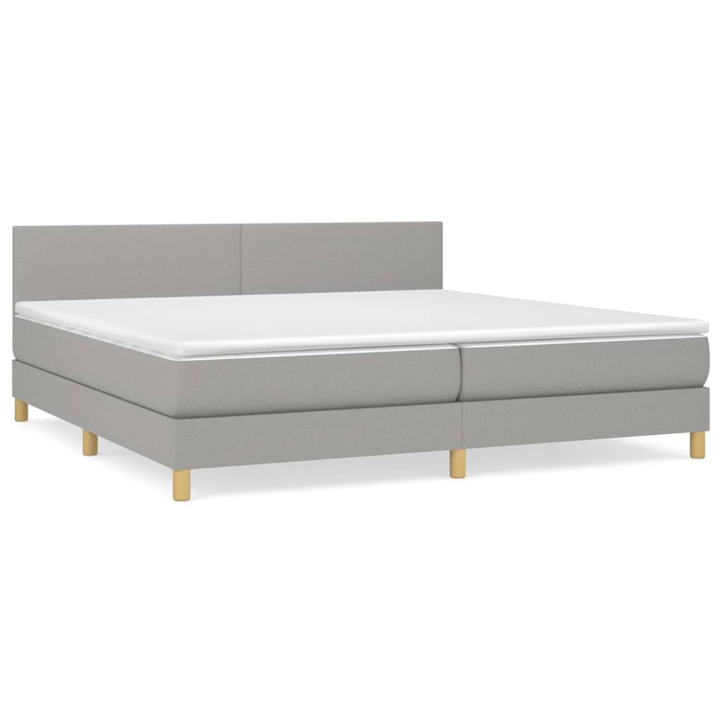 vidaXL Box spring postelja z vzmetnico svetlo siva 200x200 cm blago