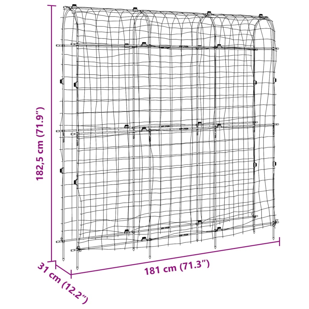 vidaXL Vrtna oporna mreža za vzpenjavke U-okvir 181x31x182,5 cm jeklo