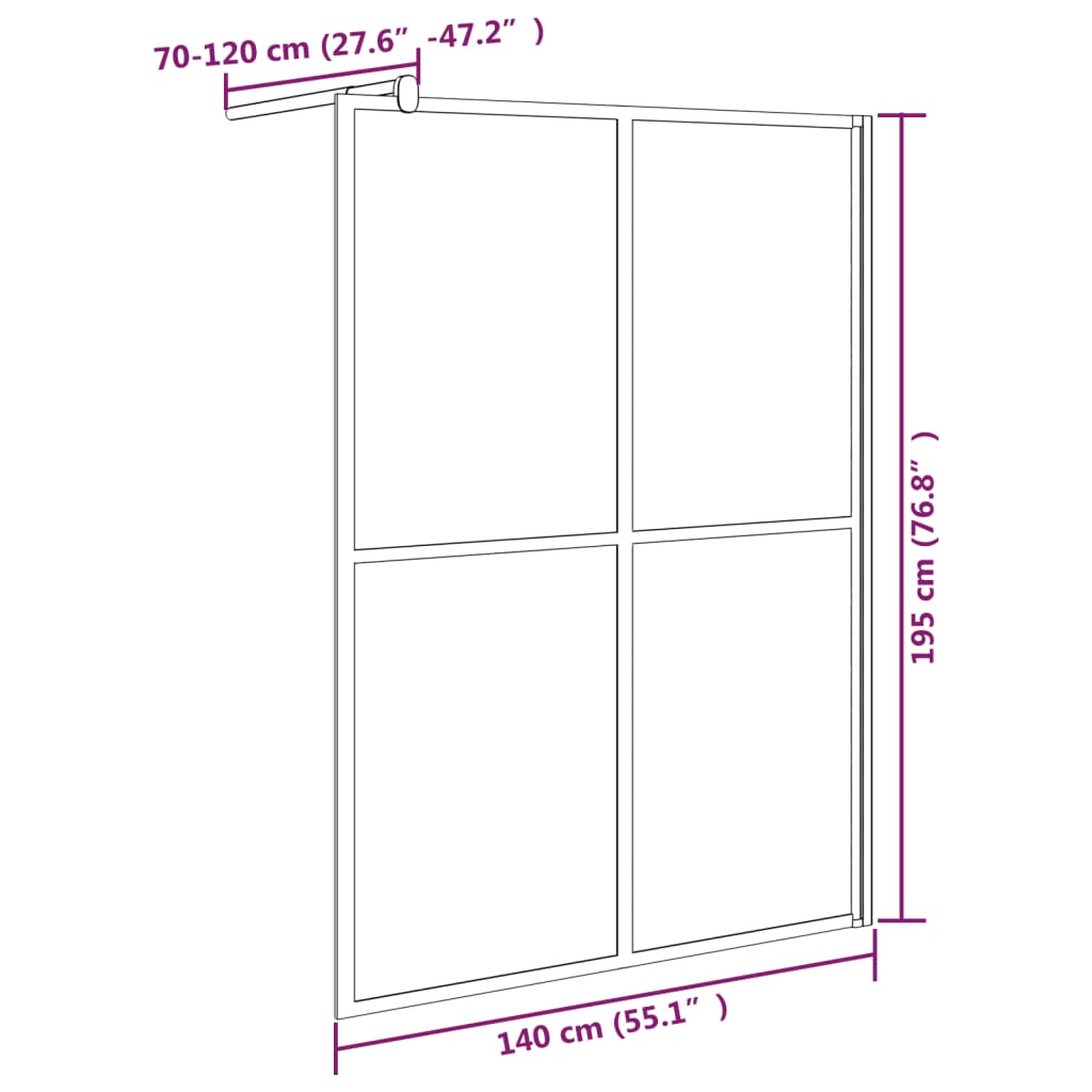 vidaXL Pregrada za tuš 140x195 cm temno kaljeno steklo