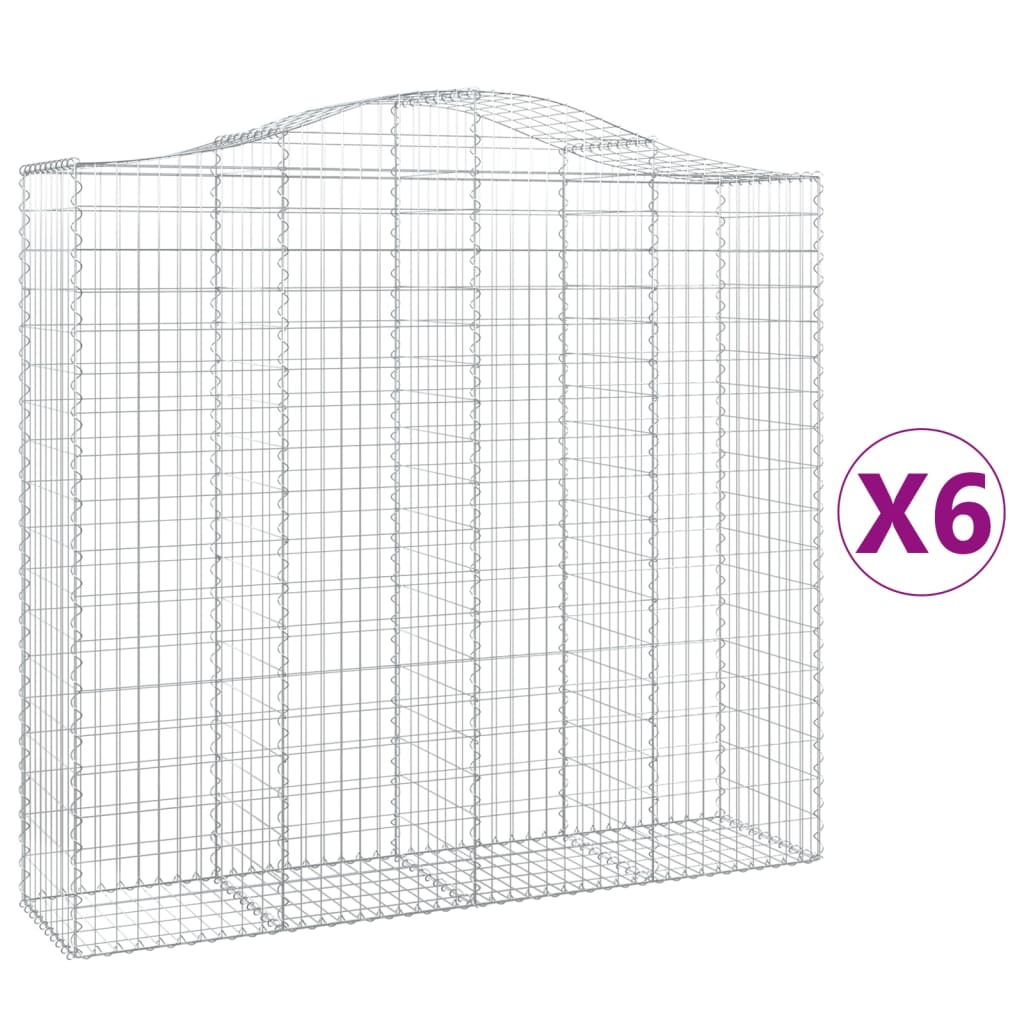 vidaXL Obokane gabion košare 6 kosov 200x50x180/200cm pocinkano železo