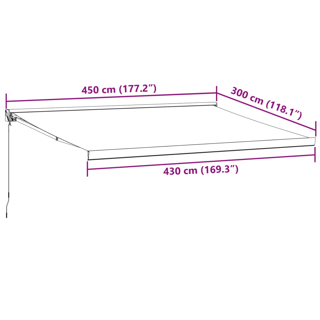 vidaXL Ročno zložljiva tenda rjava 450x300 cm