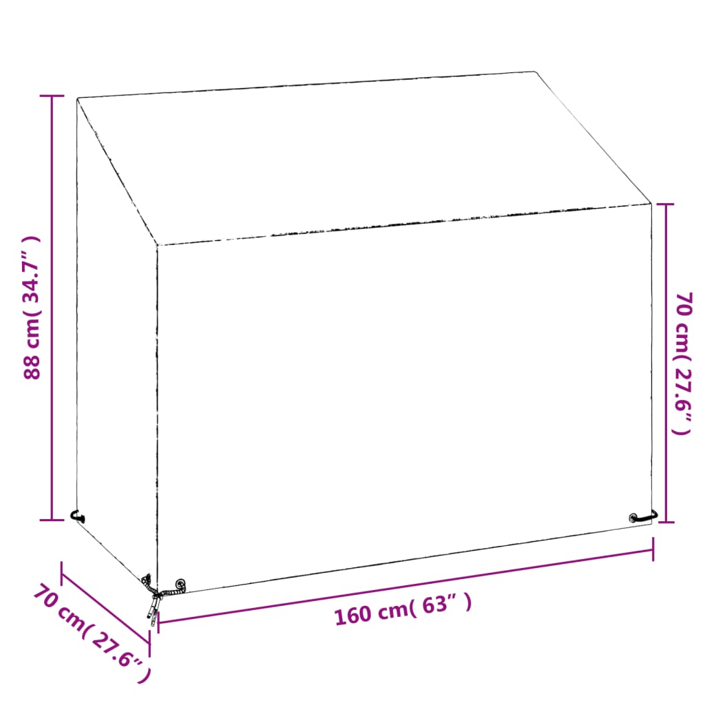 vidaXL Prevleka za vrtno klop 8 obročkov 160x70x70/88 cm polietilen