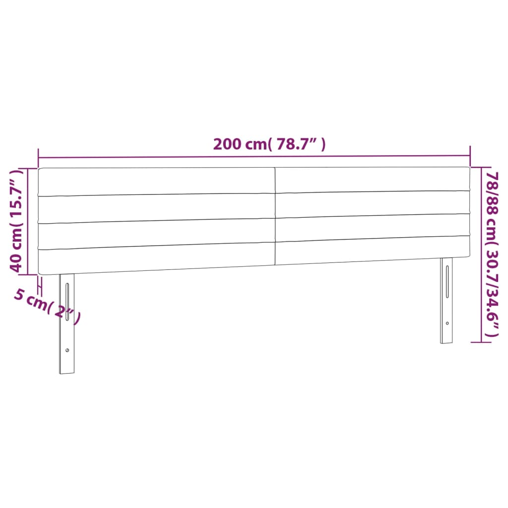 vidaXL Posteljno vzglavje 2 kosa temno siv 100x5x78/88 cm blago