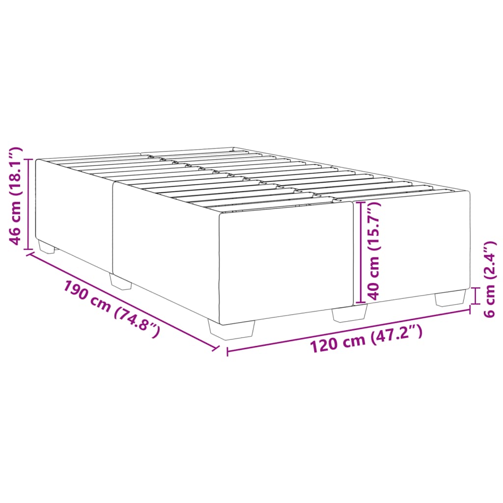 vidaXL Posteljni okvir svetlo siv 120x190 cm tkanina