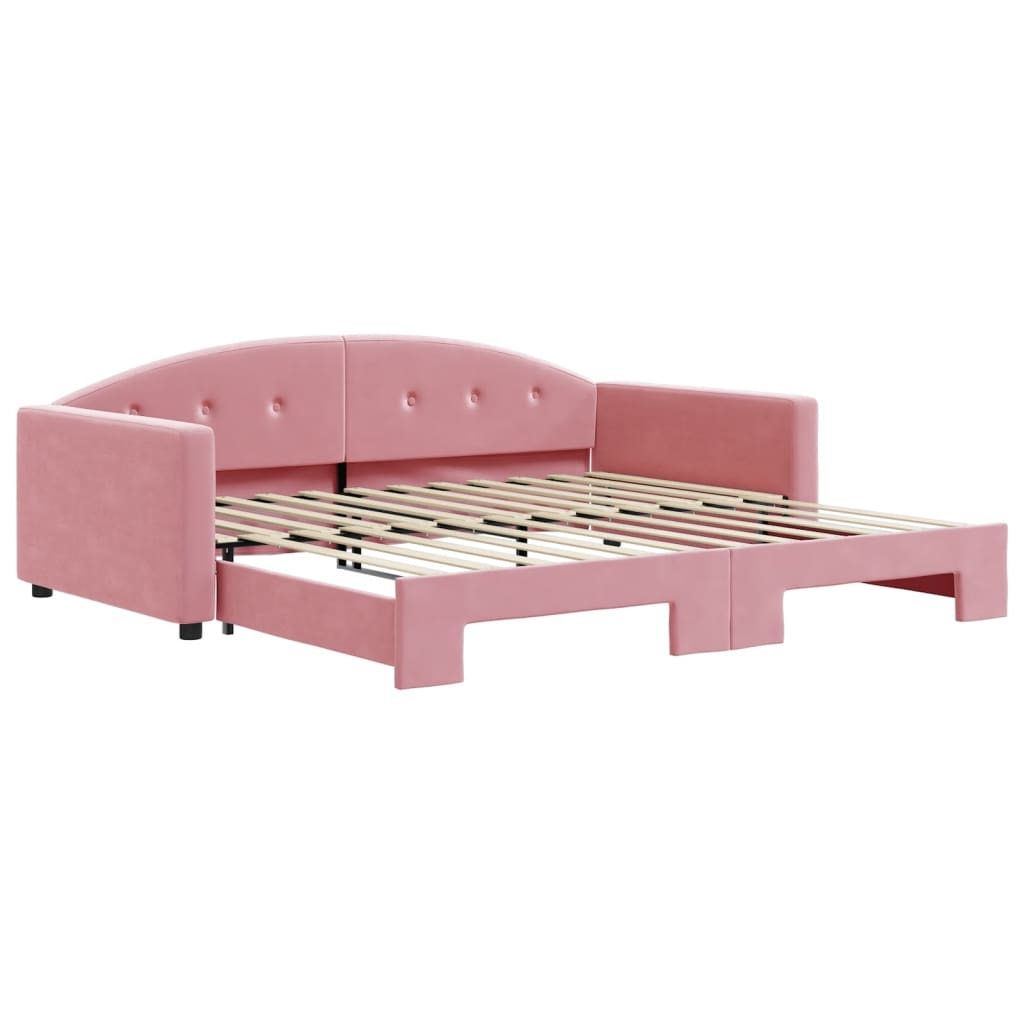 vidaXL Izvlečna dnevna postelja roza 100x200 cm žamet