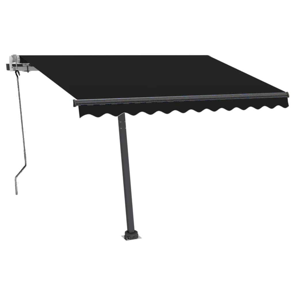 vidaXL Ročno zložljiva tenda z LED lučkami 350x250 cm antracitna