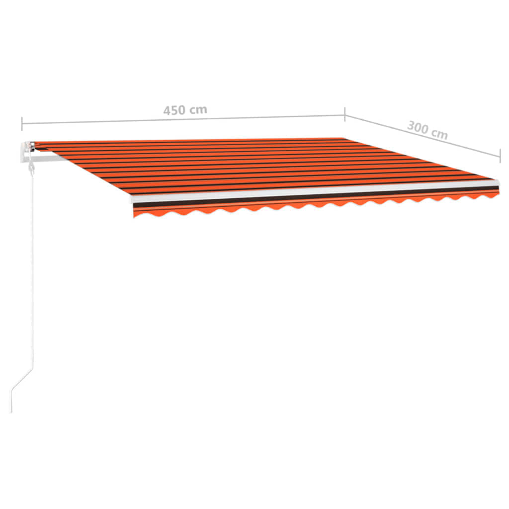 vidaXL Ročno zložljiva tenda s stebrički 4,5x3 m oranžna in rjava