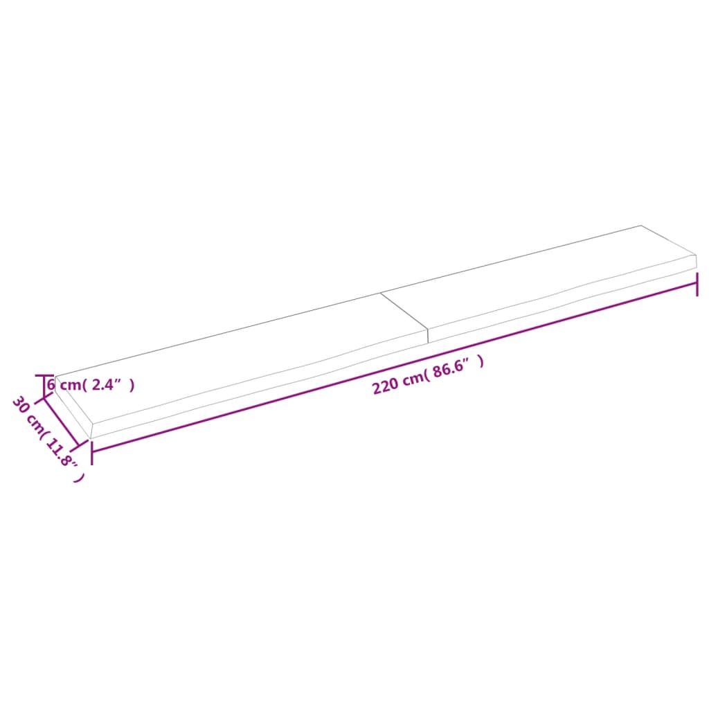 vidaXL Stenska polica svetlo rjava 220x30x(2-6) cm trdna hrastovina