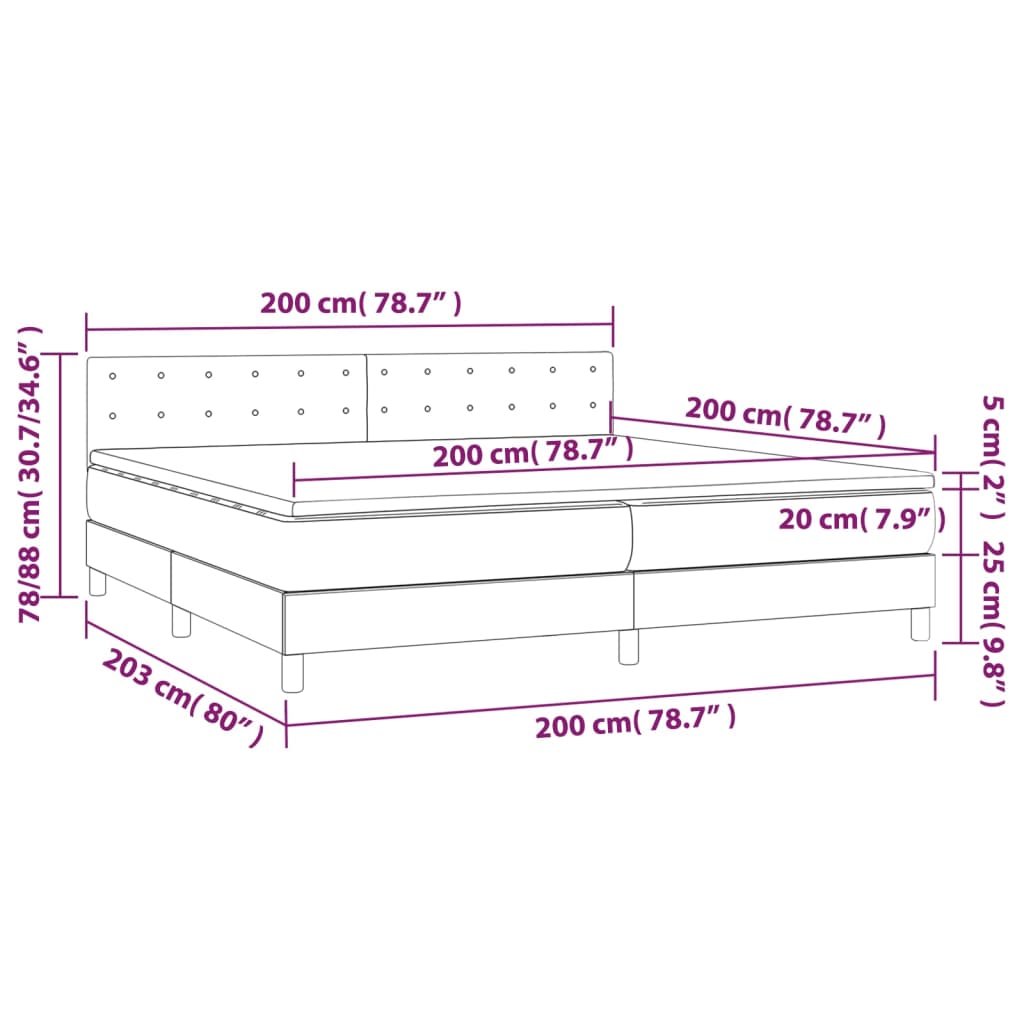 vidaXL Box spring postelja z vzmetnico bela 200x200 cm umetno usnje