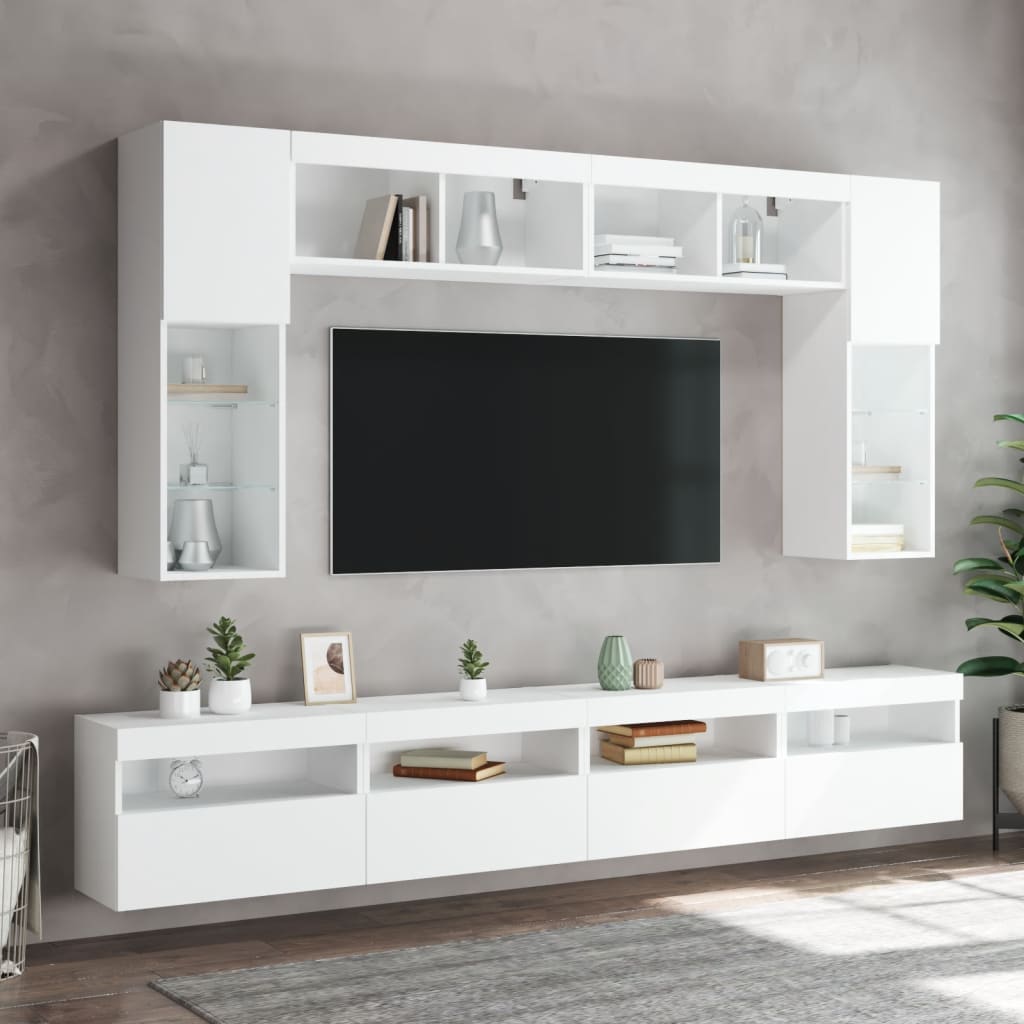 vidaXL Stenska TV omarica z LED lučkami bela 60x30x40 cm