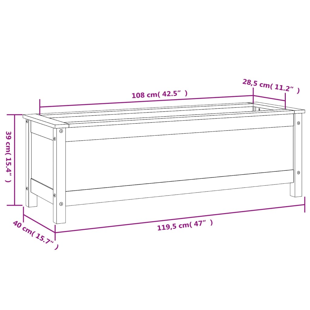 vidaXL Vrtna visoka greda 119,5x40x39 cm trden les douglas