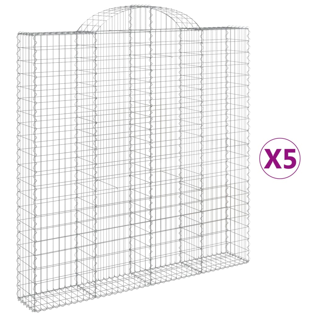 vidaXL Obokane gabion košare 5 kosa 200x30x200/220 cm pocinkano železo