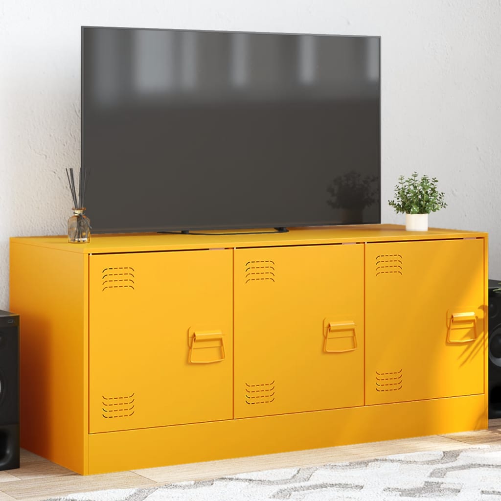 vidaXL TV omarica gorčično rumena 99x39x44 cm jeklo