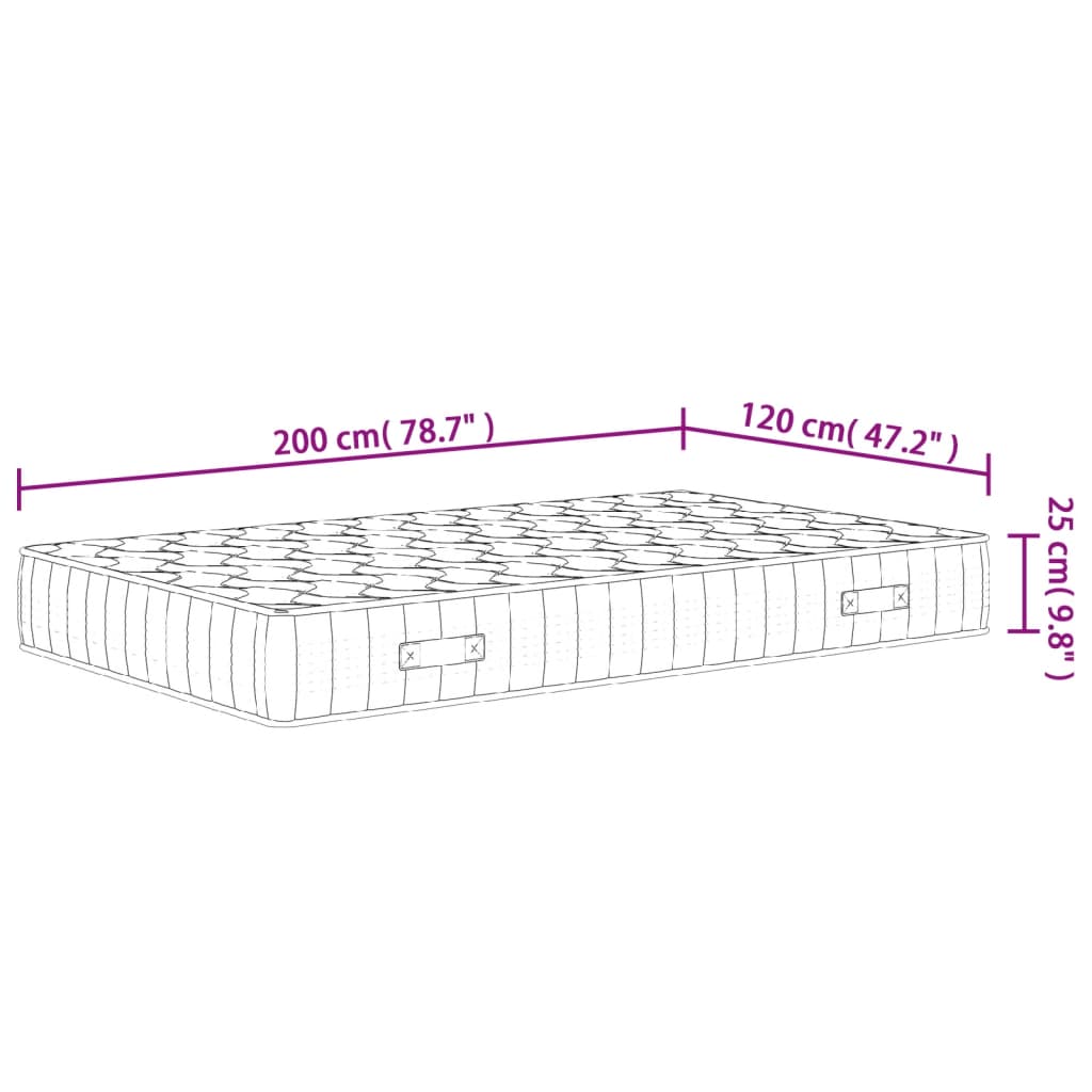 vidaXL Vzmetnica z žepkastim vzmetenjem srednje trda 120x200 cm