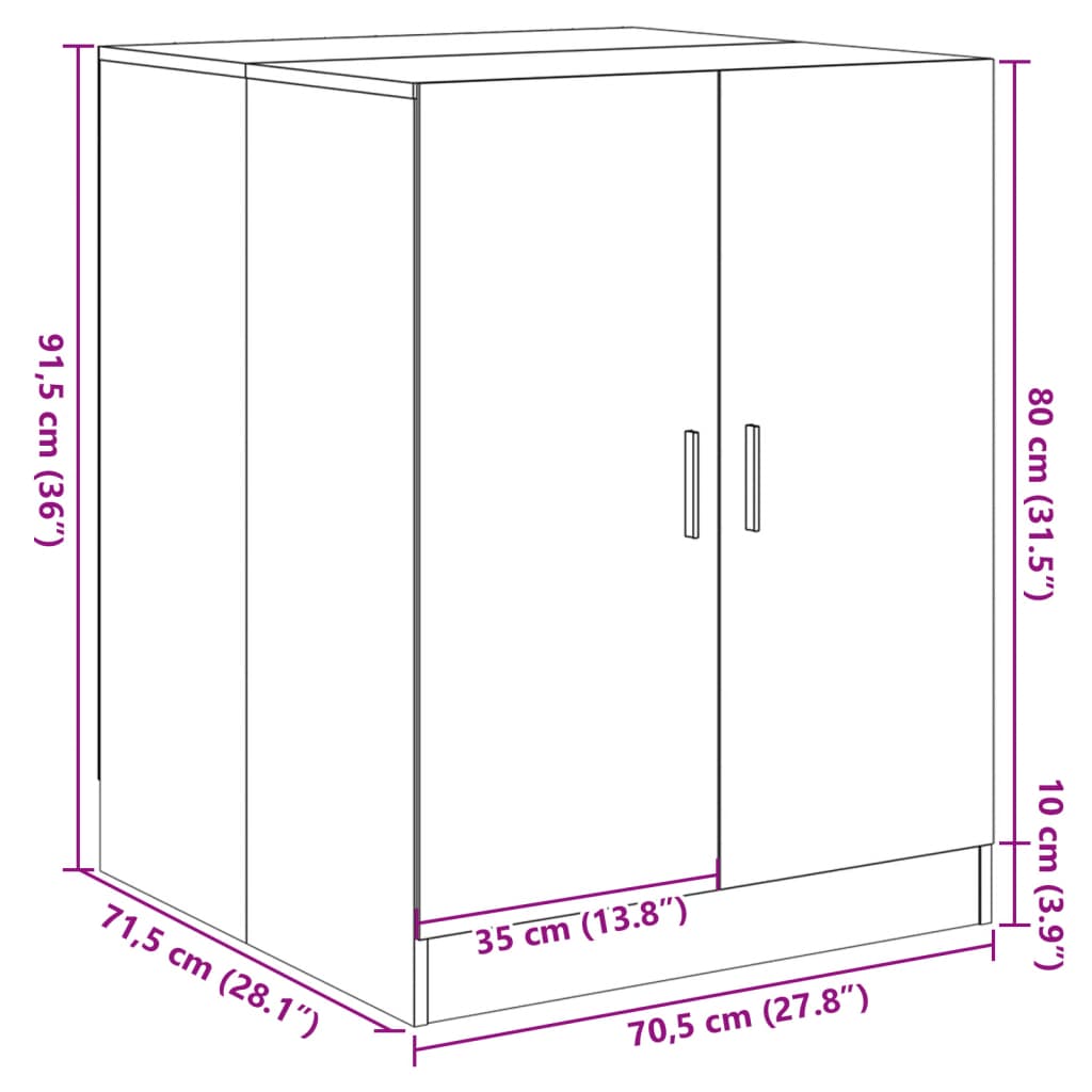 vidaXL Omara za pralni stroj sonoma hrast 70,5x71,5x91,5 cm