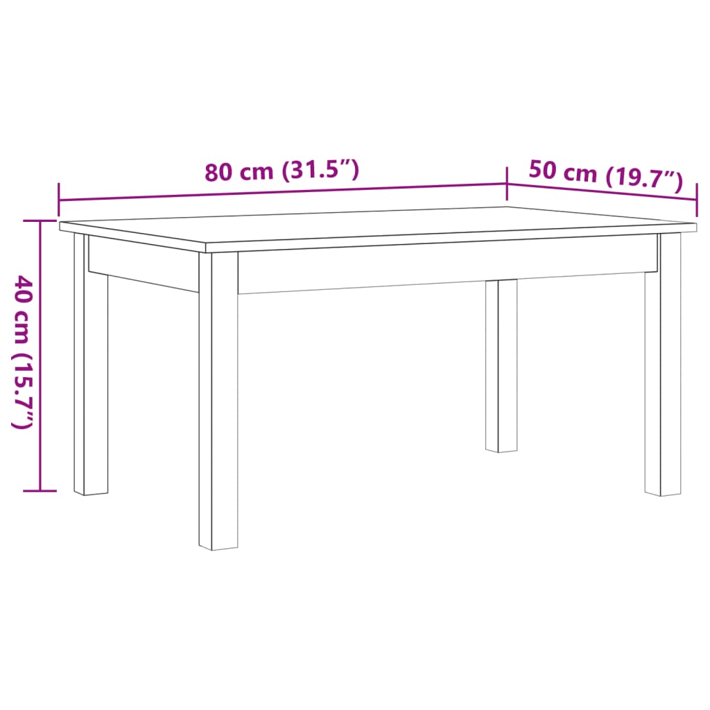 vidaXL Klubska mizica voščeno rjava 80x50x40 cm trdna borovina