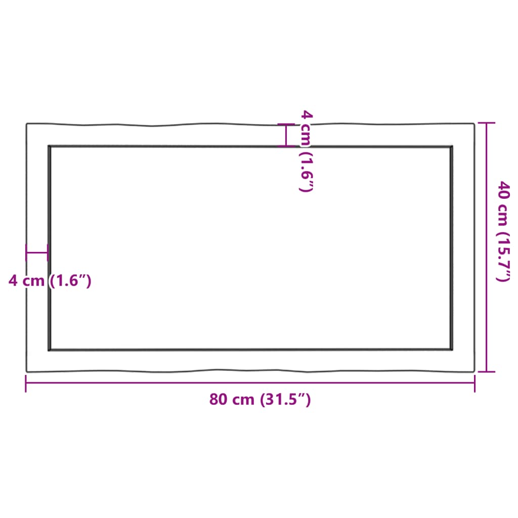 vidaXL Mizna plošča te. rjava 80x40x(2-4) cm obdelana trdna hrastovina