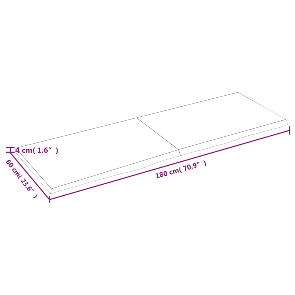 vidaXL Kopalniški pult 180x60x(2-4) cm neobdelan trden les